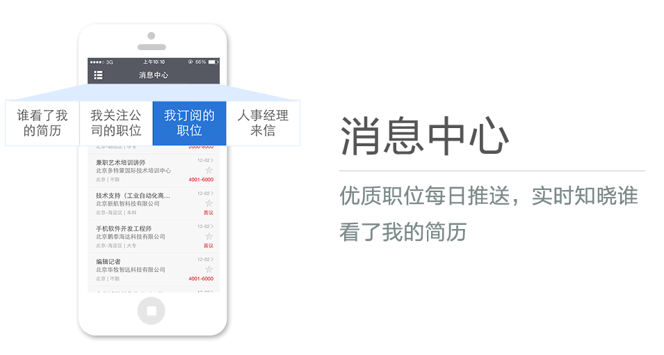 優(yōu)質(zhì)職位每日推送，實時知曉誰看了我的簡歷